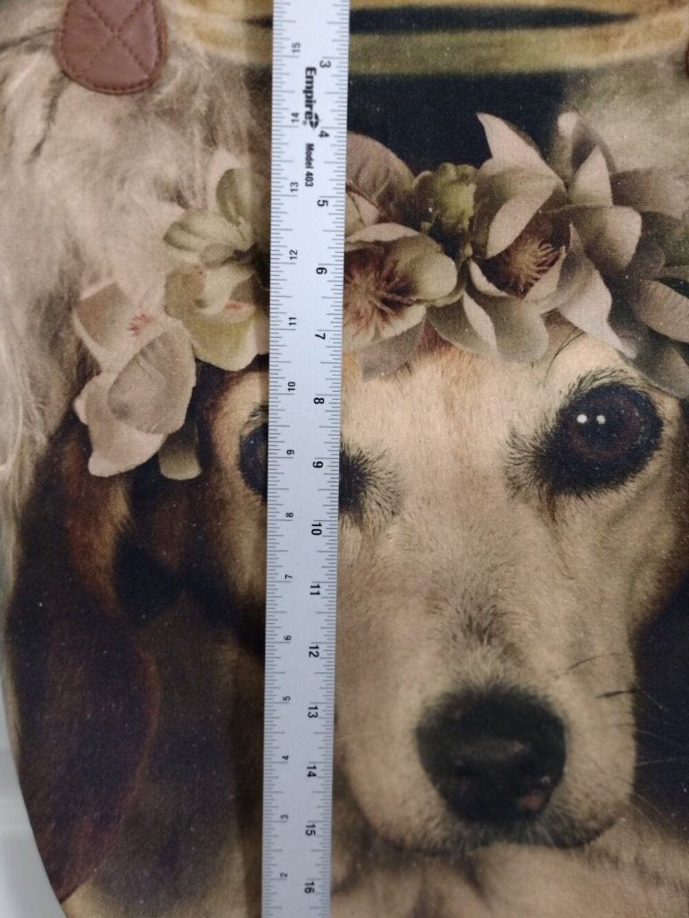 Regina Andrew Detroit Canvas Large Tote Bag Dog Angel Graphic Brown  Straps - Picture 7 of 8